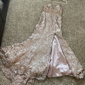 Rose Gold Sequined Prom Dress
